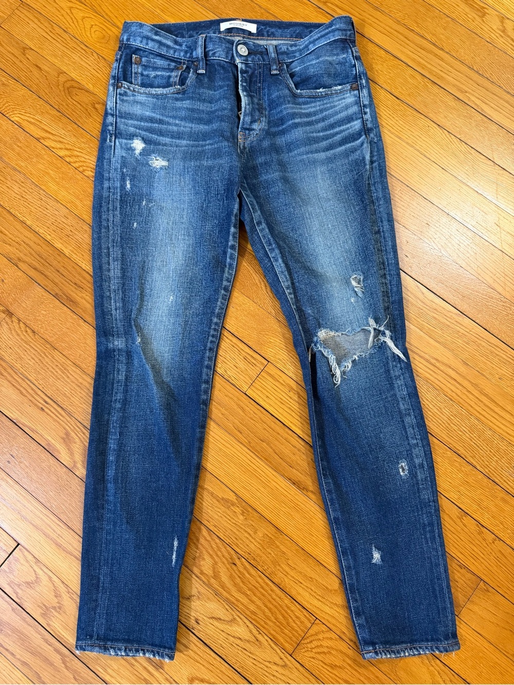Moussy Women's Distressed Skinny Jeans - Blue Wash